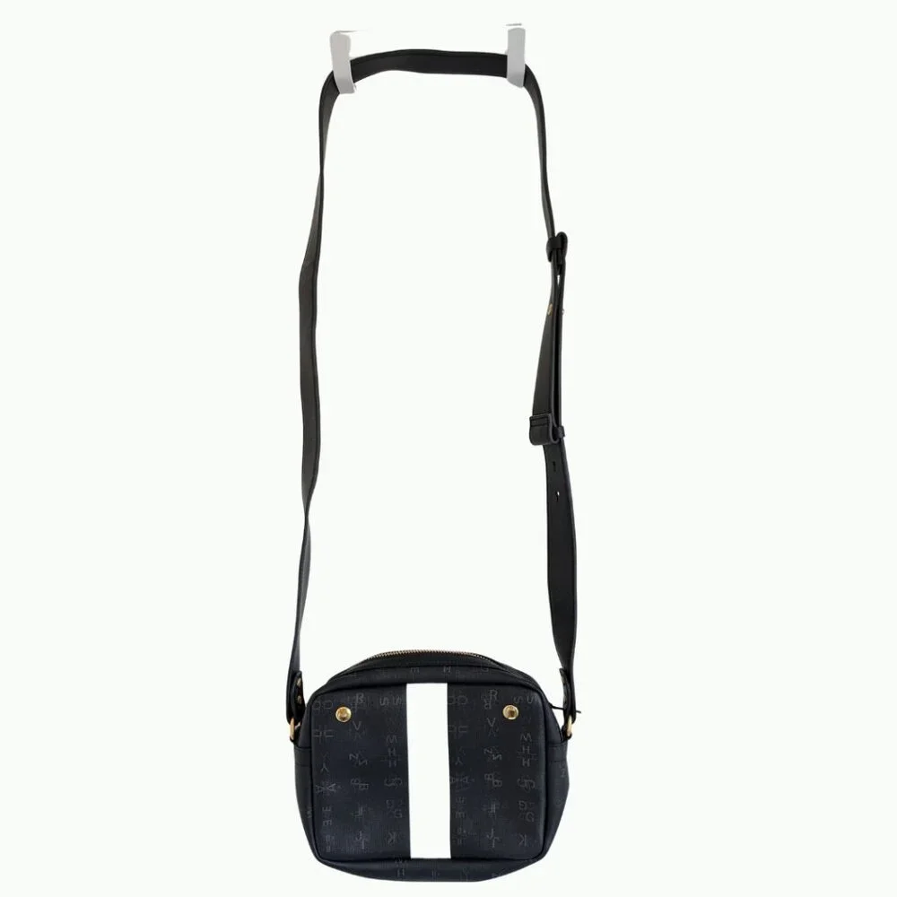 INDIA HICKS "Stripe GRAPHICKS" Black Crossbody Bag | NWOT Adjustable Strap Purse - Picture 2 of 5